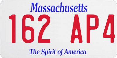 MA license plate 162AP4