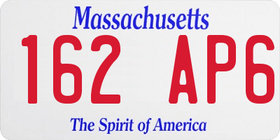 MA license plate 162AP6