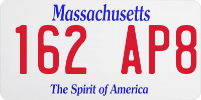 MA license plate 162AP8