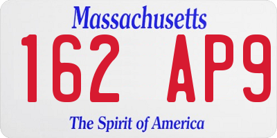 MA license plate 162AP9
