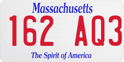 MA license plate 162AQ3