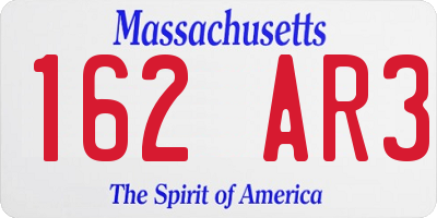 MA license plate 162AR3