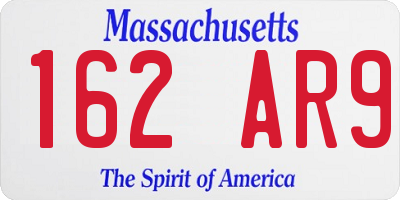 MA license plate 162AR9