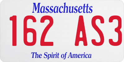 MA license plate 162AS3