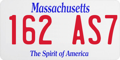MA license plate 162AS7
