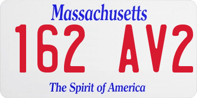 MA license plate 162AV2