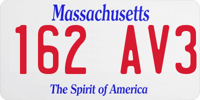 MA license plate 162AV3