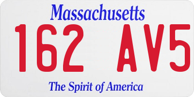 MA license plate 162AV5