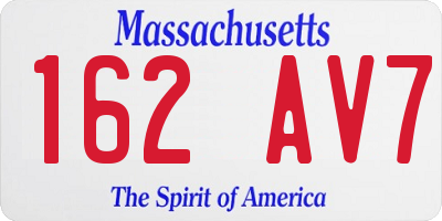 MA license plate 162AV7
