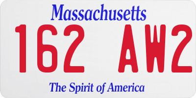 MA license plate 162AW2