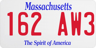 MA license plate 162AW3