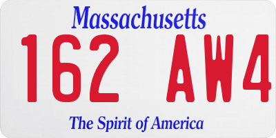 MA license plate 162AW4