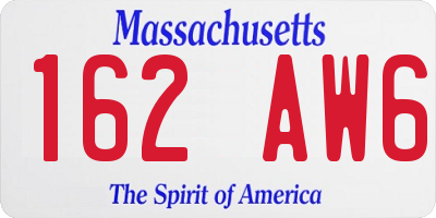 MA license plate 162AW6