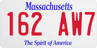 MA license plate 162AW7