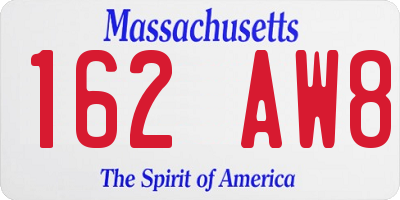 MA license plate 162AW8
