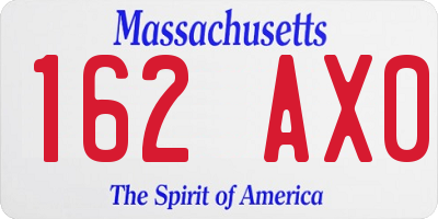 MA license plate 162AX0