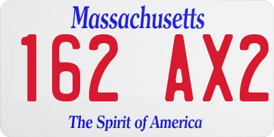 MA license plate 162AX2