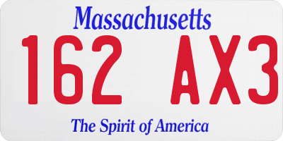MA license plate 162AX3