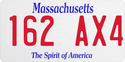 MA license plate 162AX4