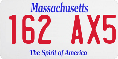 MA license plate 162AX5