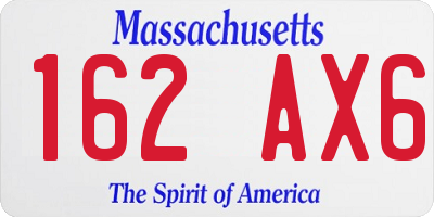 MA license plate 162AX6