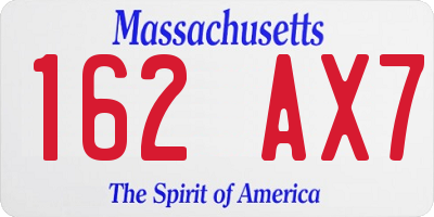 MA license plate 162AX7