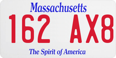 MA license plate 162AX8