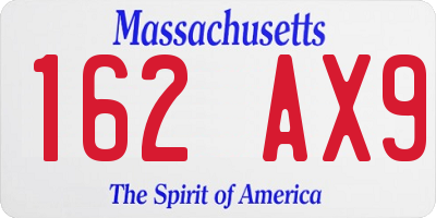 MA license plate 162AX9