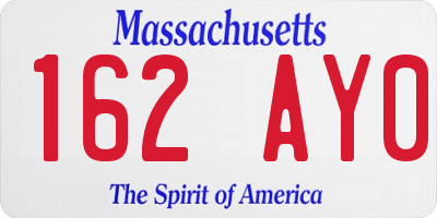 MA license plate 162AY0