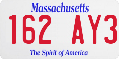 MA license plate 162AY3