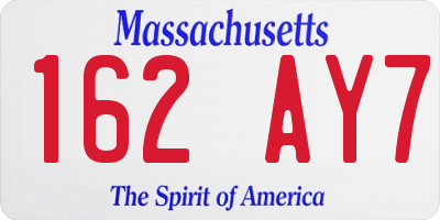MA license plate 162AY7