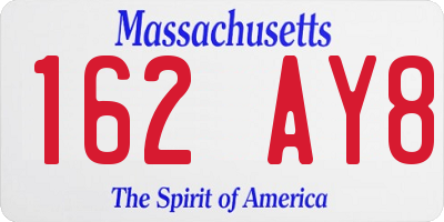 MA license plate 162AY8