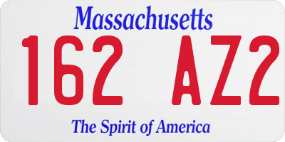 MA license plate 162AZ2
