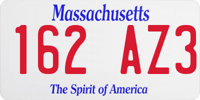 MA license plate 162AZ3