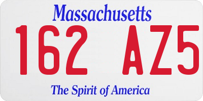 MA license plate 162AZ5