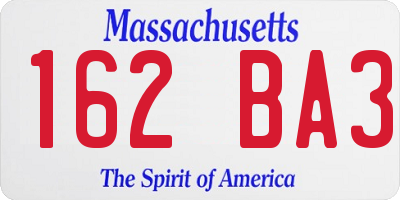 MA license plate 162BA3