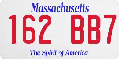 MA license plate 162BB7