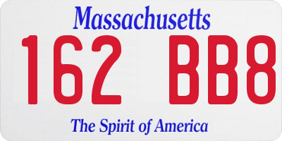 MA license plate 162BB8