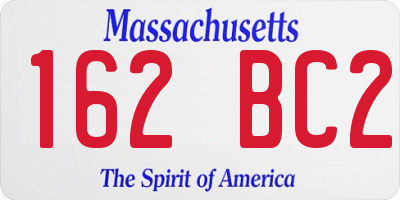 MA license plate 162BC2