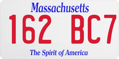 MA license plate 162BC7