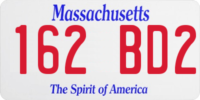 MA license plate 162BD2