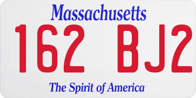 MA license plate 162BJ2