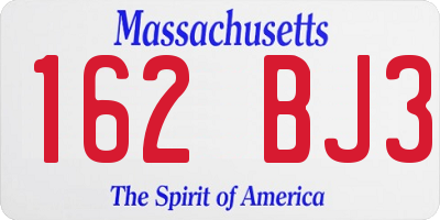 MA license plate 162BJ3