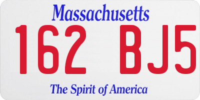 MA license plate 162BJ5