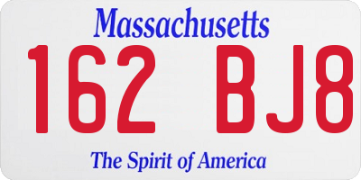 MA license plate 162BJ8