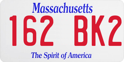 MA license plate 162BK2