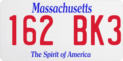 MA license plate 162BK3