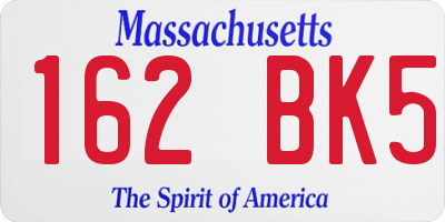 MA license plate 162BK5