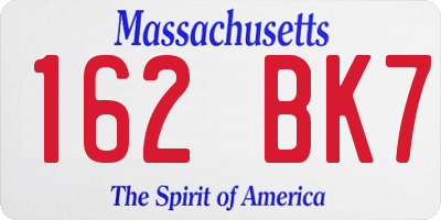 MA license plate 162BK7