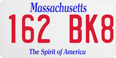 MA license plate 162BK8